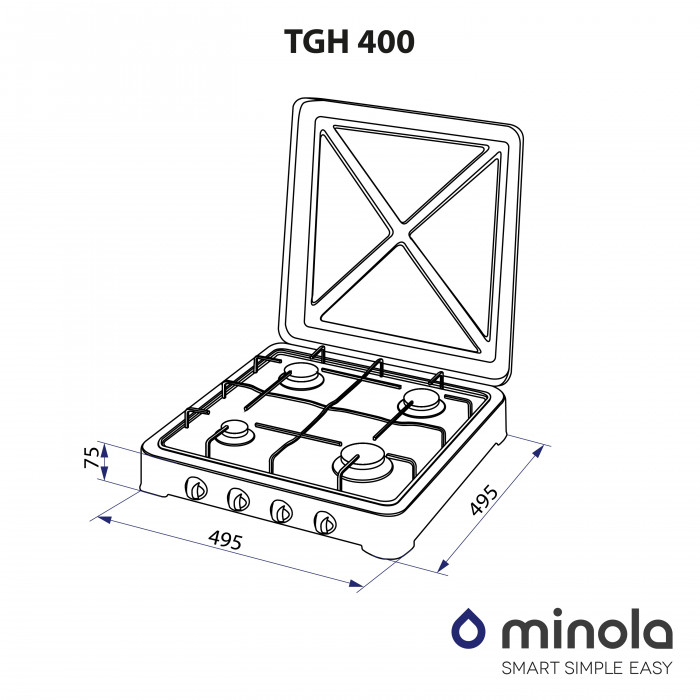 Настільна газова плита MINOLA TGH 400 WH