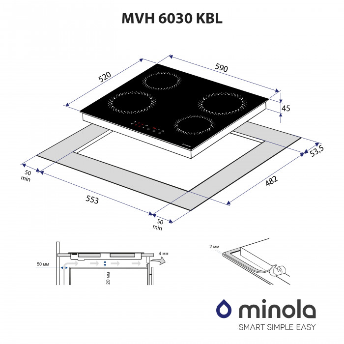 Поверхня склокерамічна MINOLA MVH 6030 KBL
