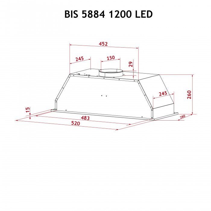 Витяжка повновбудована PERFELLI BIS 5884 BL 1200 LED