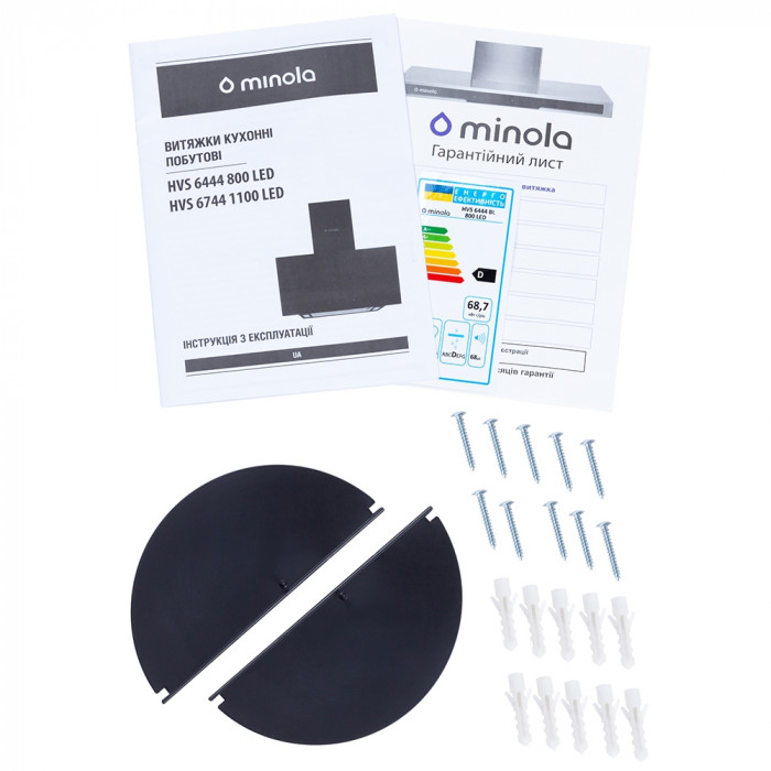 Витяжка декоративна похила MINOLA HVS 6444 BL 800 LED