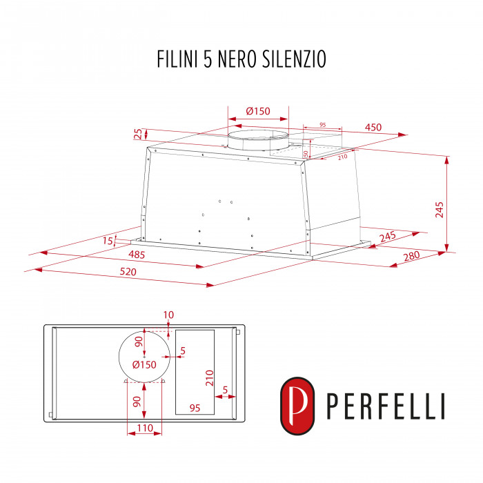 Витяжка повновбудована PERFELLI DESIGN FILINI 5 NERO SILENZIO