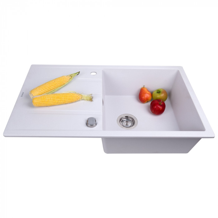 Мийка кухонна гранітна PERFELLI RIVIERA PGR 114-86  WHITE