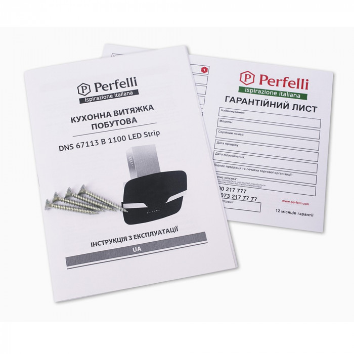 Витяжка декоративна похила PERFELLI DNS 67113 B 1100 BL LED Strip