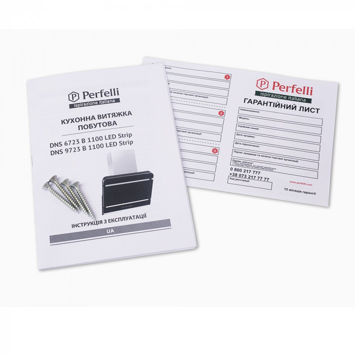 Витяжка декоративна похила PERFELLI DNS 6723 B 1100 BL LED Strip