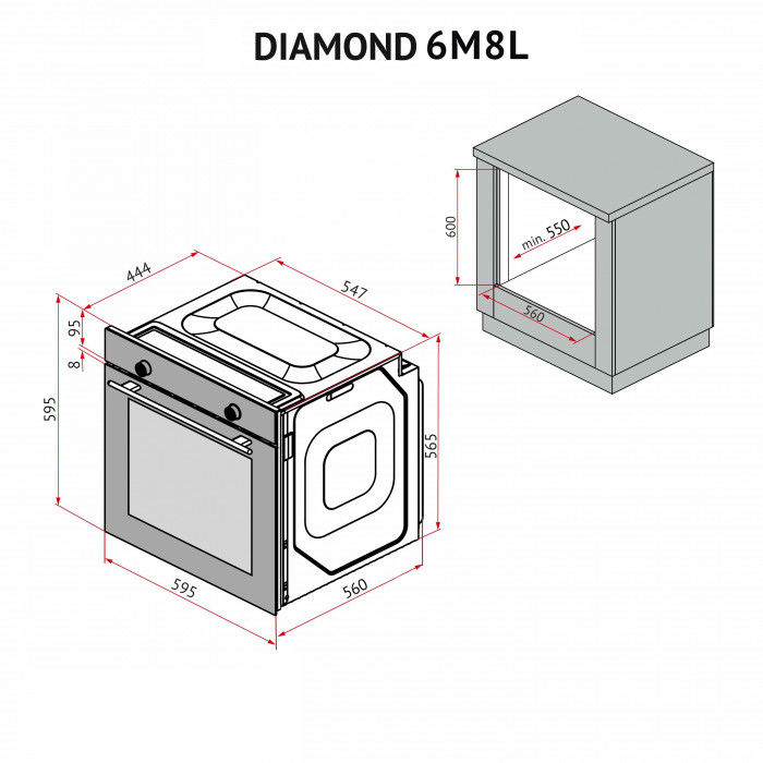 Духова шафа електрична PERFELLI DIAMOND 6M8L NERO