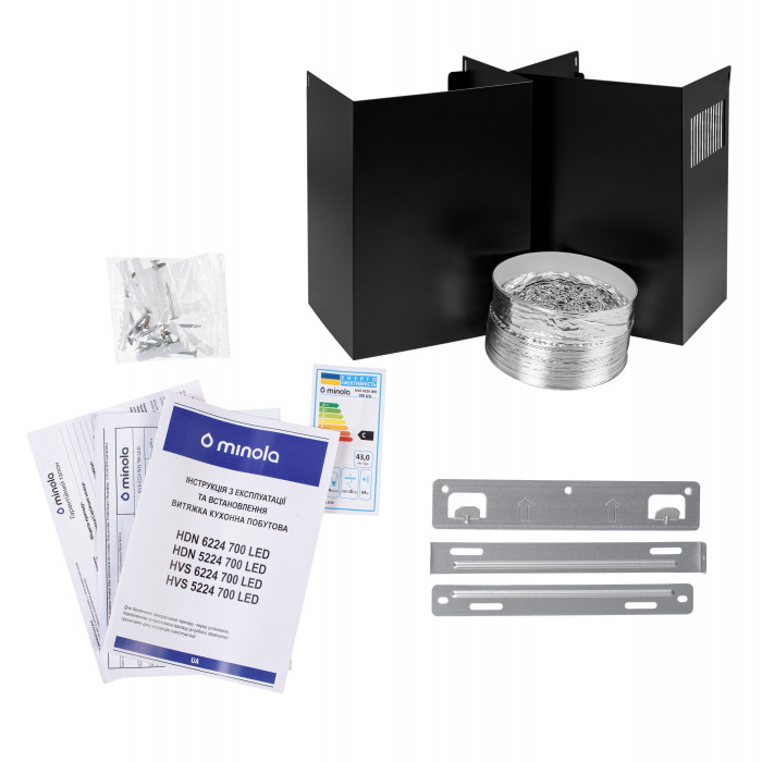 Витяжка декоративна похила MINOLA HDN 6224 BL 700 LED