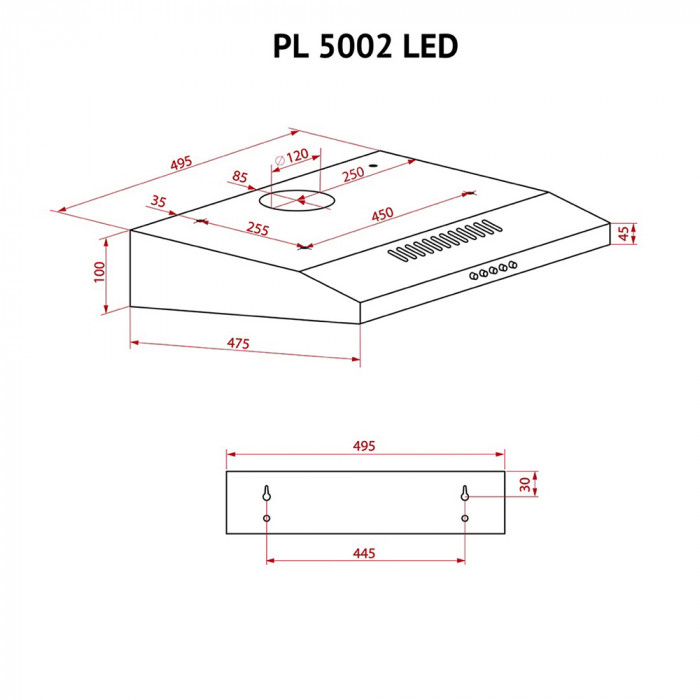 Витяжка плоска PERFELLI PL 5002 BL LED