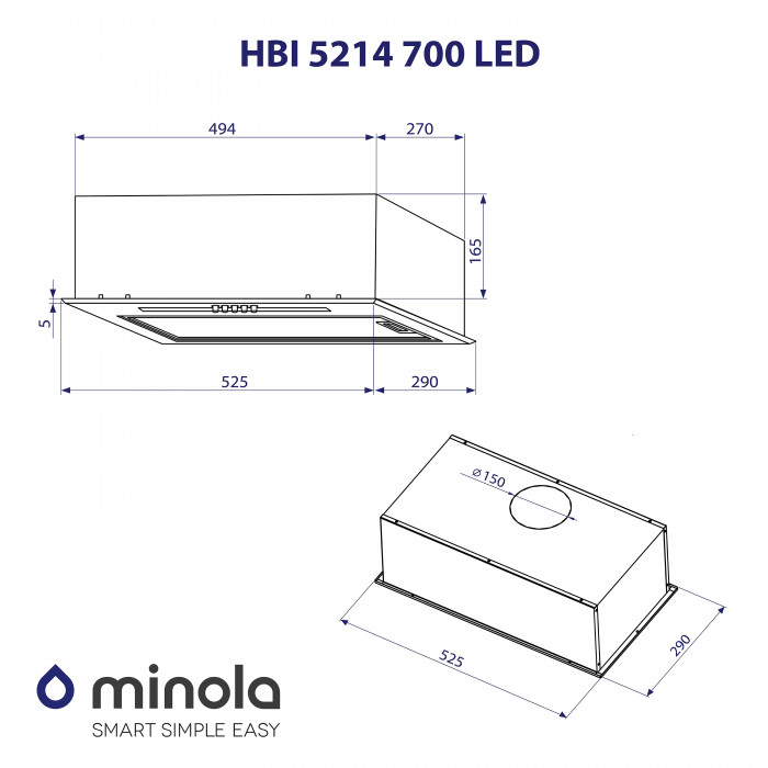 Витяжка повновбудована MINOLA HBI 5214 WH 700 LED