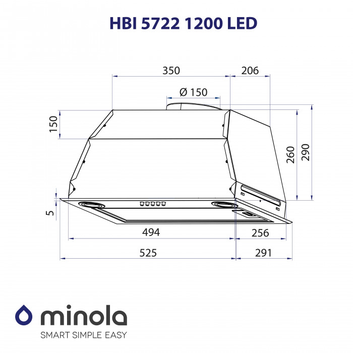 Витяжка повновбудована MINOLA HBI 5722 WH 1200 LED