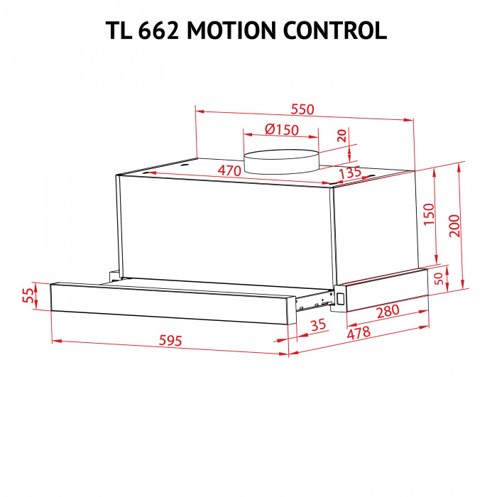 Витяжка телескопічна PERFELLI TL 662 BL Motion Control