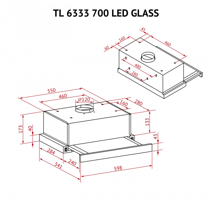 Витяжка телескопічна PERFELLI TL 6333 WH 700 LED GLASS