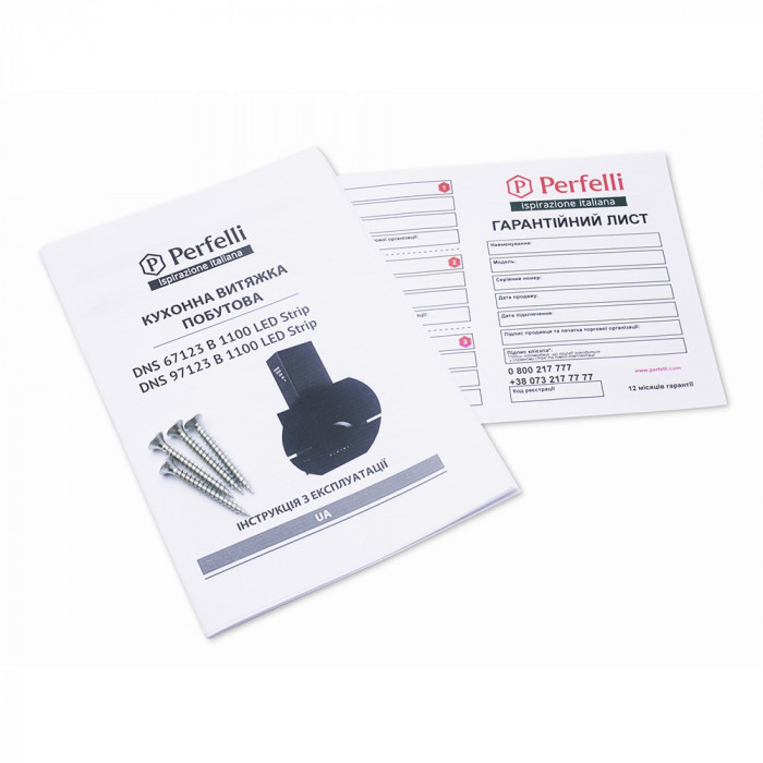 Витяжка декоративна похила PERFELLI DNS 67123 B 1100 BL LED Strip