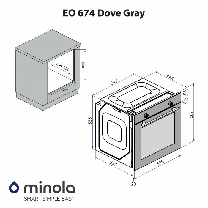 Духова шафа електрична MINOLA EO 674 Dove Gray