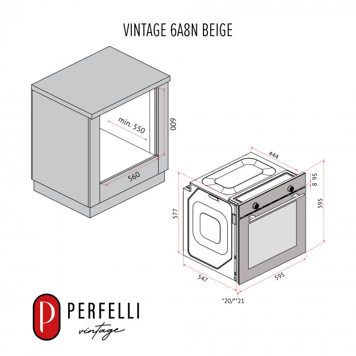 Духова шафа електрична PERFELLI VINTAGE 6A8N BEIGE