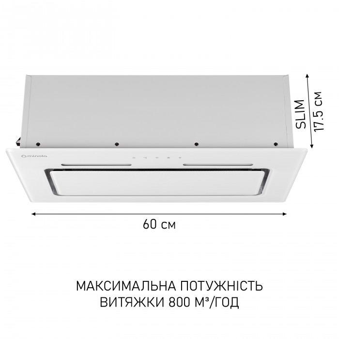 Витяжка повновбудована MINOLA HBI 6473 WH GLASS 800 LED Line