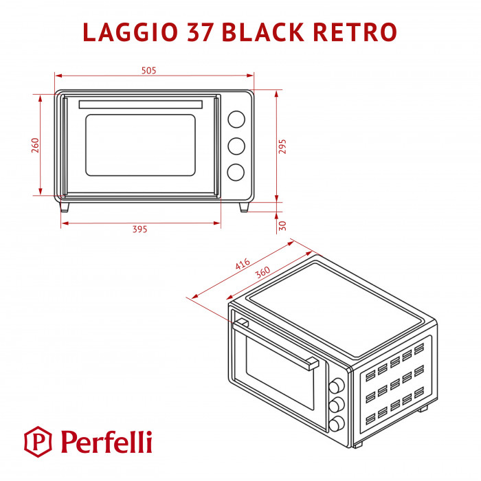 Електрична піч PERFELLI LAGGIO 37 BLACK RETRO