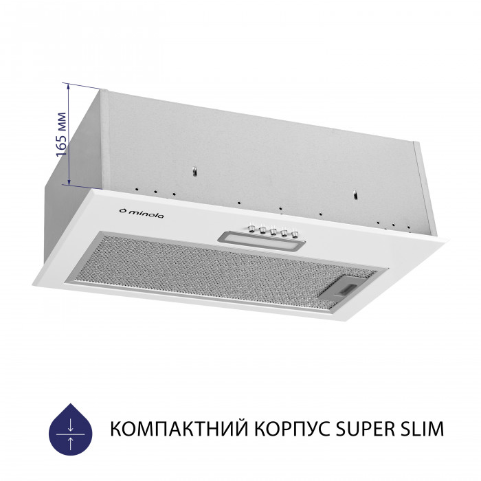 Витяжка повновбудована MINOLA HBI 5614 WH 1000 LED