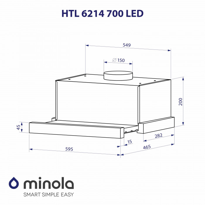 Витяжка телескопічна MINOLA HTL 6214 BLF 700 LED