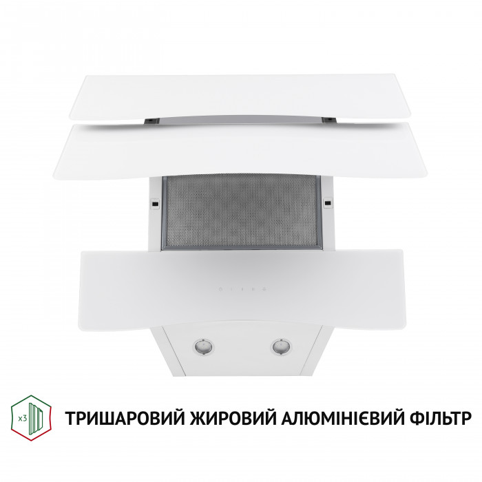 Витяжка декоративна похила PERFELLI DNS 6482 D 850 WH LED