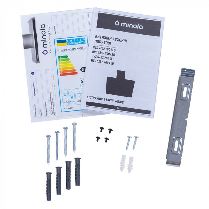 Витяжка декоративна похила MINOLA HVS 6242 WH 700 LED