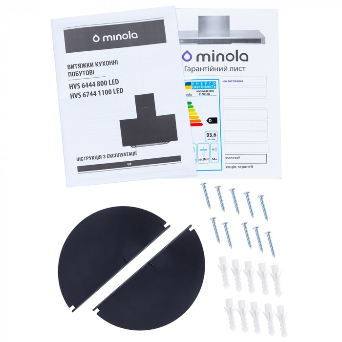 Витяжка декоративна похила MINOLA HVS 6744 WH 1100 LED