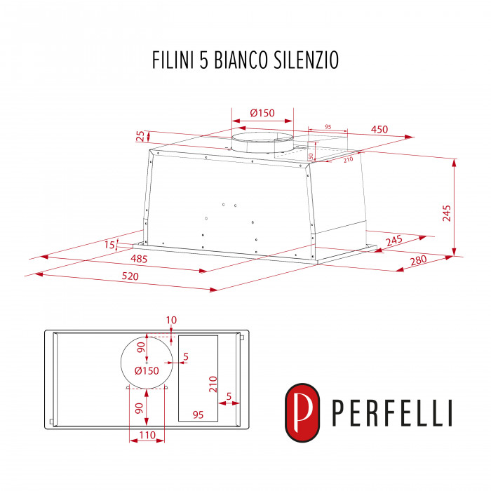 Витяжка повновбудована PERFELLI DESIGN FILINI 5 BIANCO SILENZIO