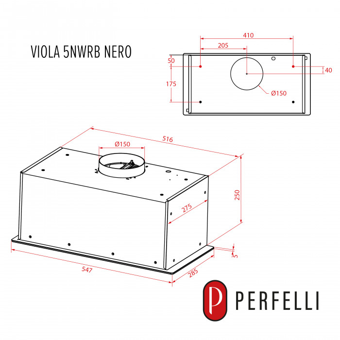 Витяжка повновбудована PERFELLI VIOLA 5NWRB NERO