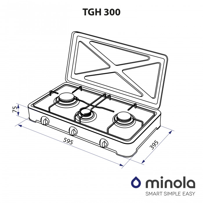 Настільна газова плита MINOLA TGH 300 BL
