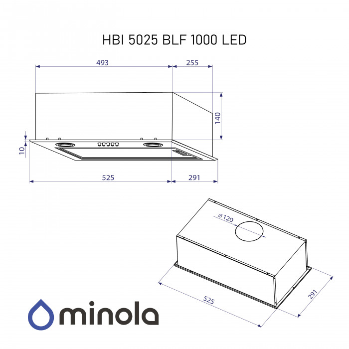 Витяжка повновбудована Minola HBI 5025 BLF LED