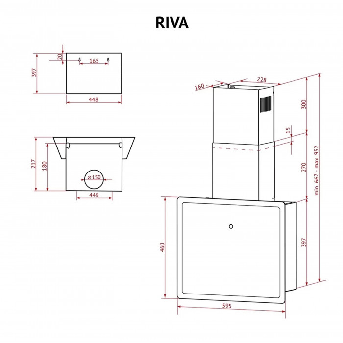 Витяжка декоративна похила PERFELLI RIVA BIANCA