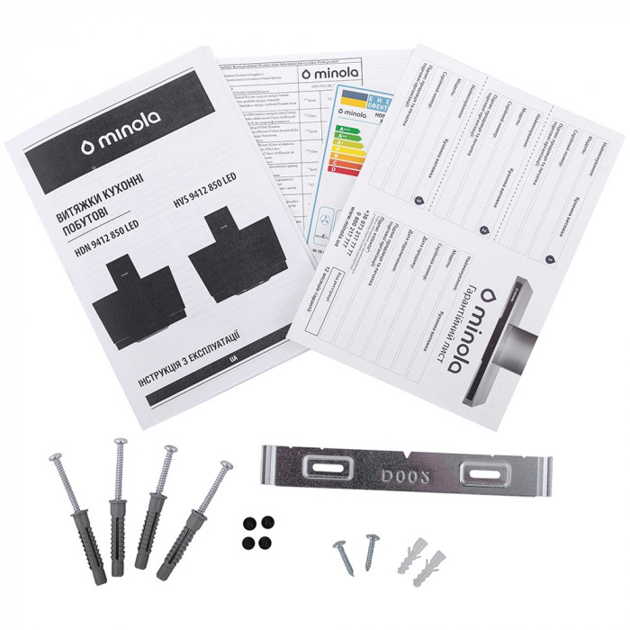 Витяжка декоративна похила MINOLA HDN 9412 BL 850 LED