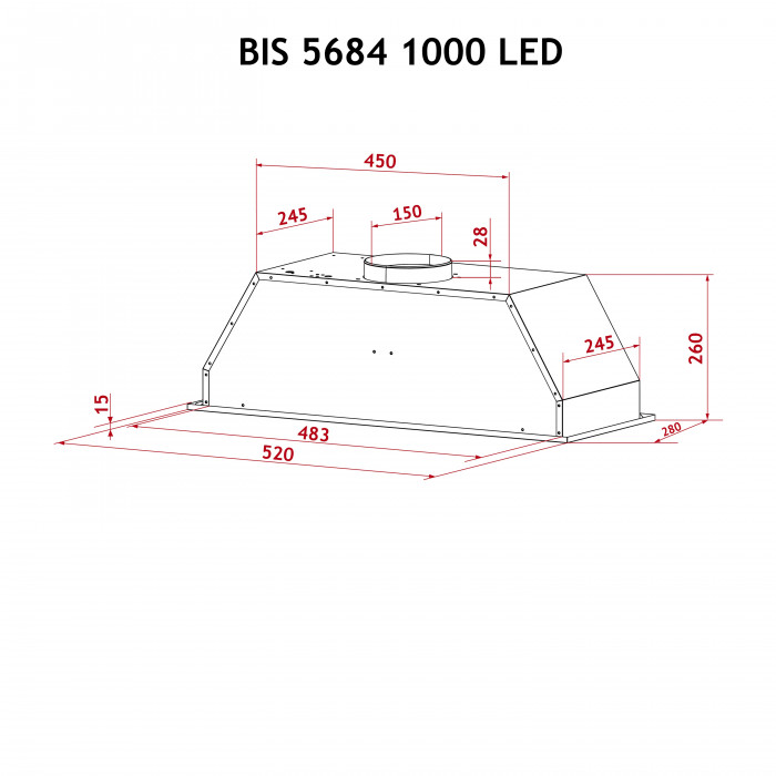 Витяжка повновбудована PERFELLI BIS 5684 BL 1000 LED