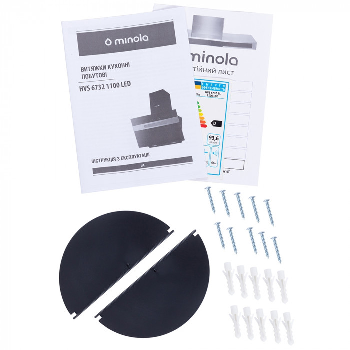 Витяжка декоративна похила MINOLA HVS 6732 BL 1100 LED