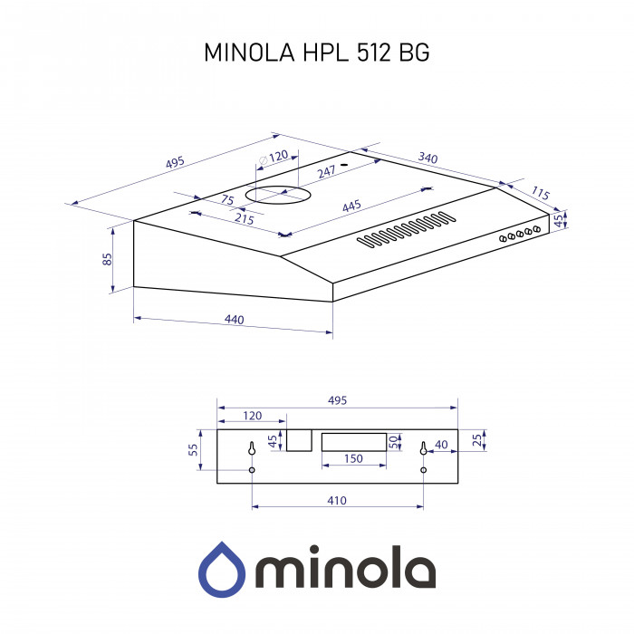 Витяжка плоска Minola HPL 512 BG