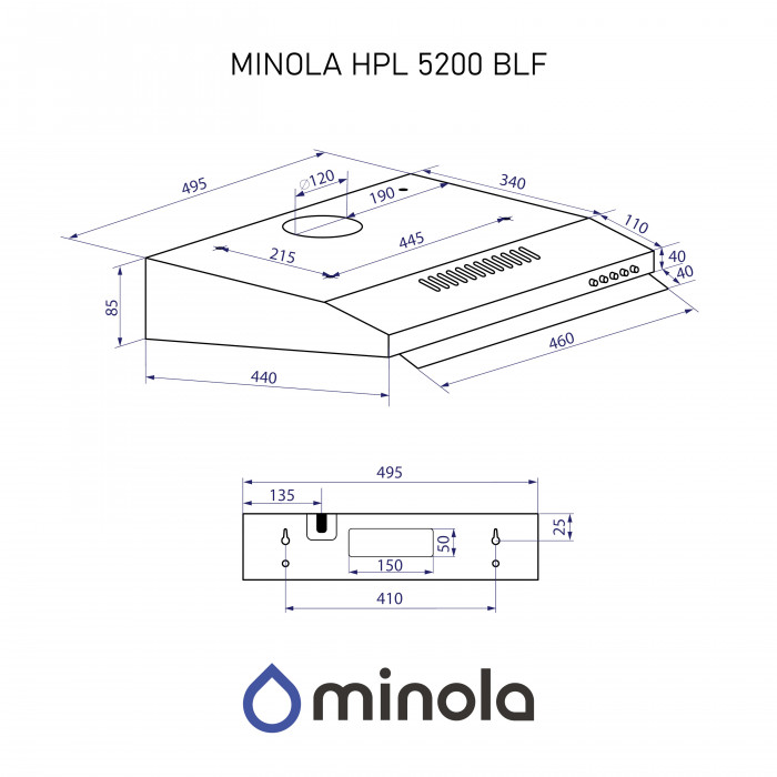 Витяжка плоска Minola HPL 5200 BLF