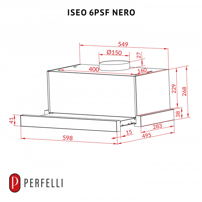 Витяжка телескопічна PERFELLI ISEO 6PSF NERO