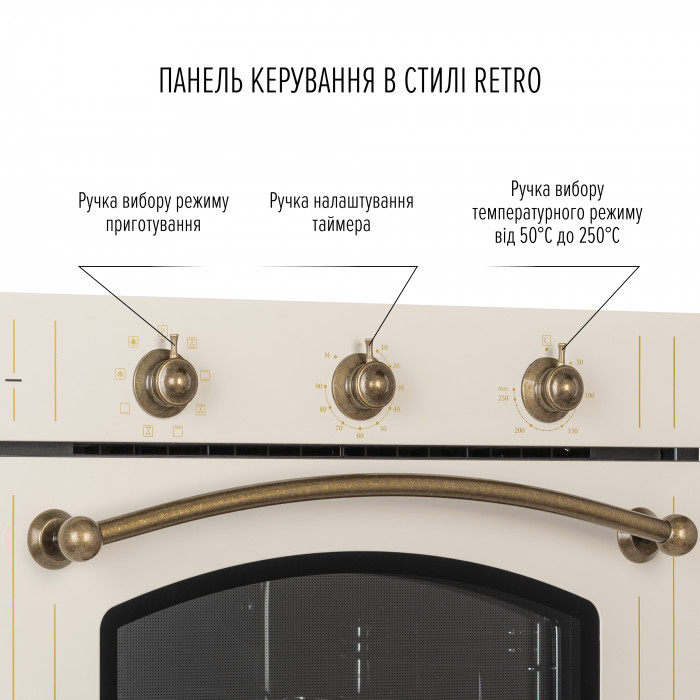 Духова шафа електрична PERFELLI RETRO 6M8L BEIGE