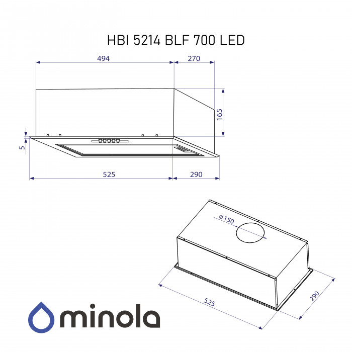 Витяжка повновбудована Minola HBI 5214 BLF 700 LED