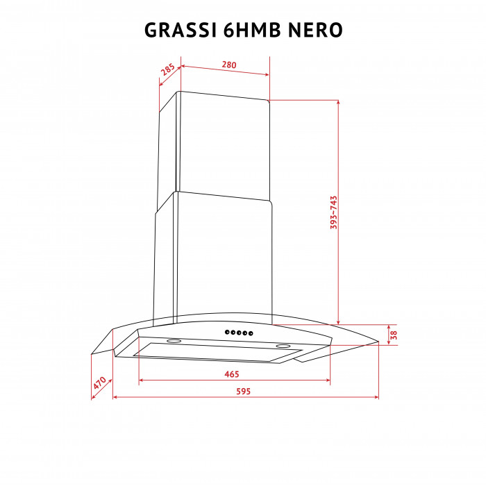 Витяжка декоративна зі склом PERFELLI GRASSI 6HMB NERO