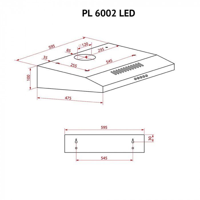Витяжка плоска PERFELLI PL 6002 W LED