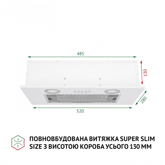 Витяжка повновбудована PERFELLI BI 5252 WH 700 LED