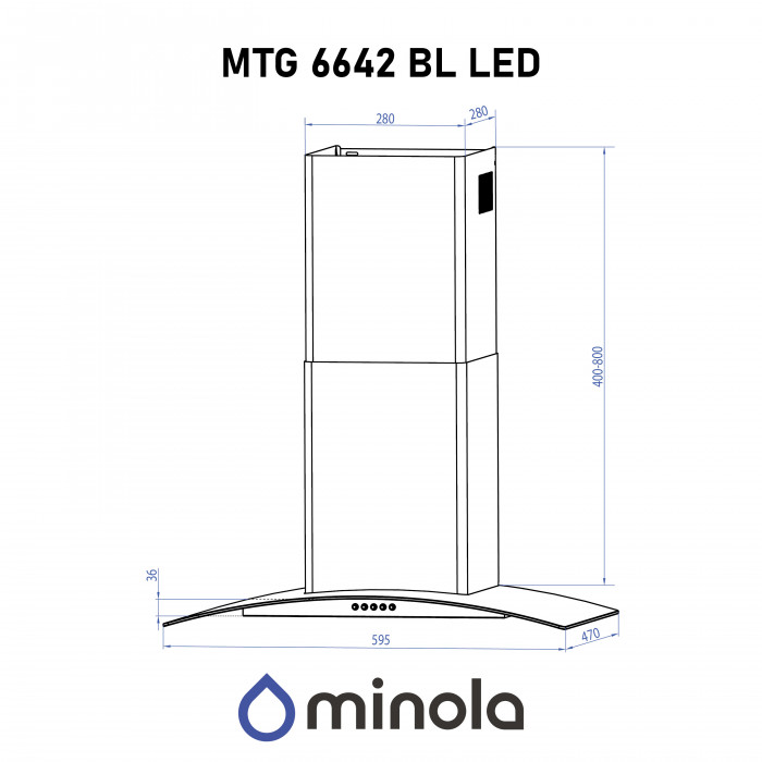 Витяжка декоративна зі склом MINOLA MTG 6642 BL LED