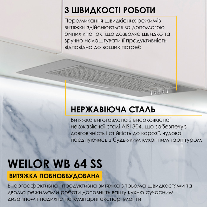 Витяжка повновбудована WEILOR WB 64 SS