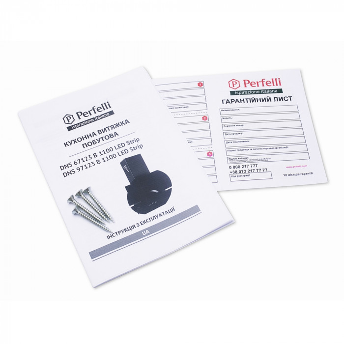 Витяжка декоративна похила PERFELLI DNS 97123 B 1100 BL LED Strip