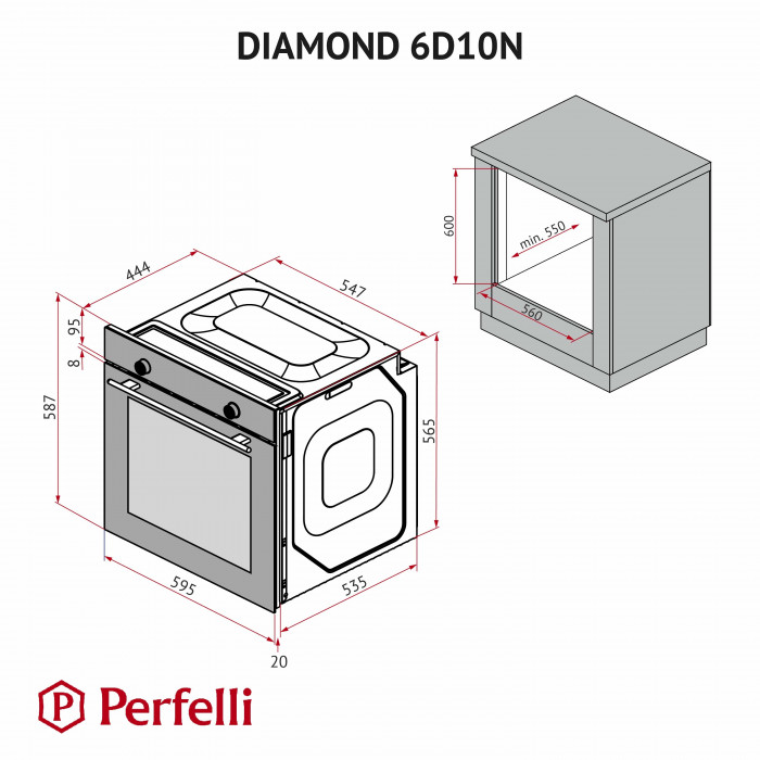 Духова шафа електрична PERFELLI DIAMOND 6D10N NERO