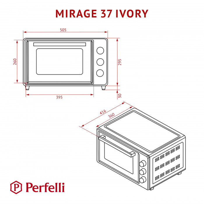 Електрична піч PERFELLI MIRAGE 37 IVORY