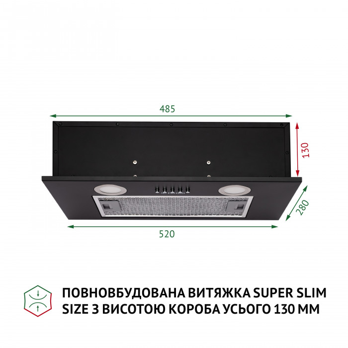 Витяжка повновбудована PERFELLI BI 5252 BL 700 LED
