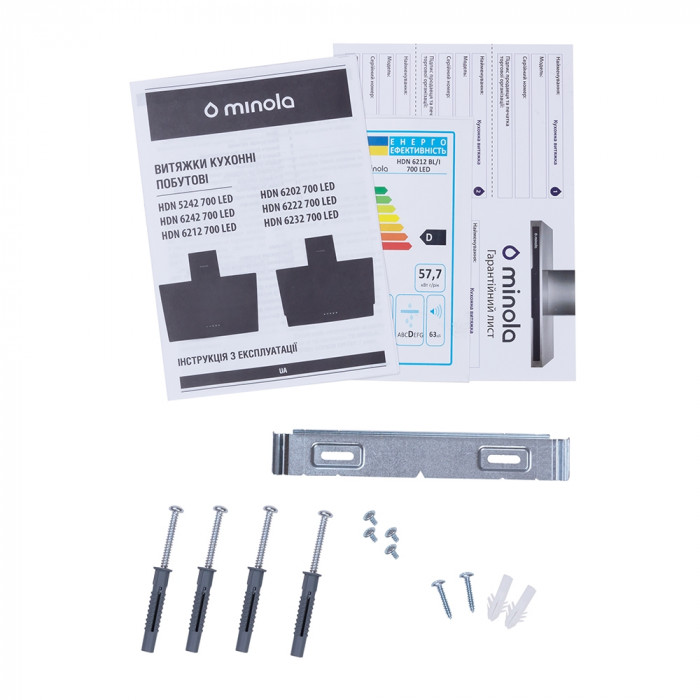 Витяжка декоративна похила MINOLA HDN 6212 BL/I 700 LED