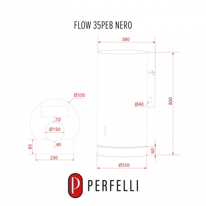 Витяжка пристінна PERFELLI FLOW 35PEB NERO