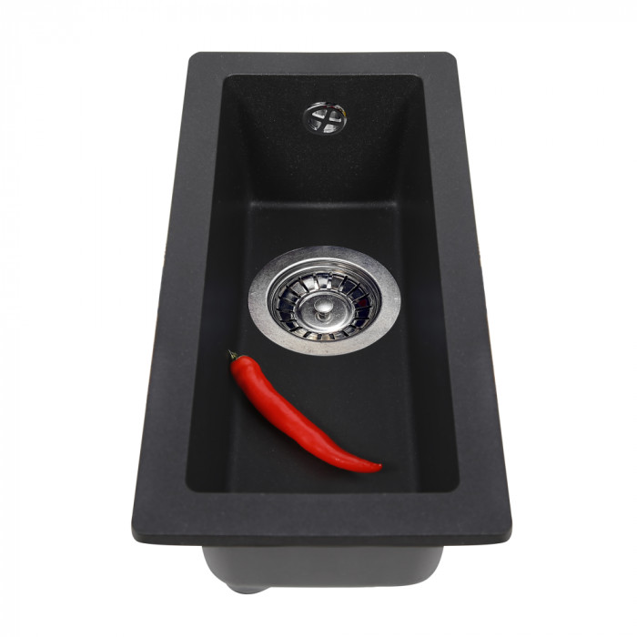Мийка кухонна гранітна PERFELLI ESTO PGE 101-22 BLACK METALLIC